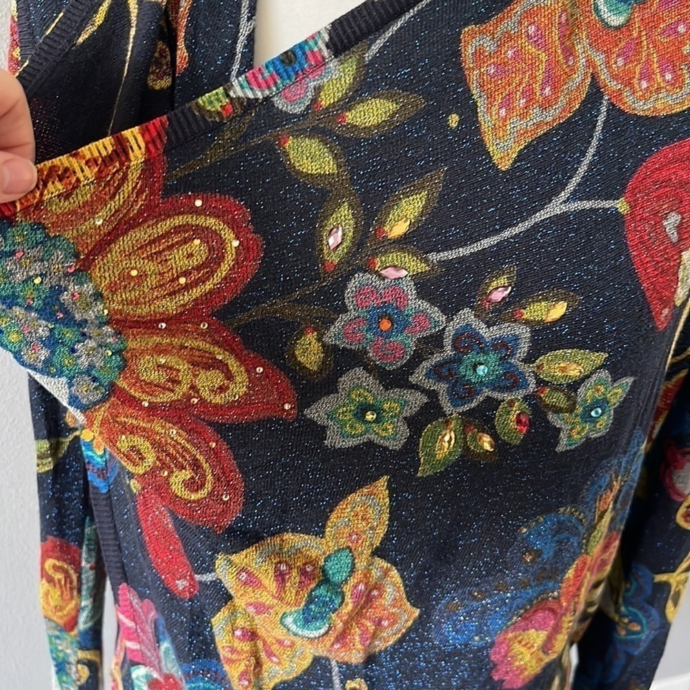 Desigual Black Cowl Neck Sweater with Metallic Shimmer, Gem and Zipper Details - Picture 4 of 12
